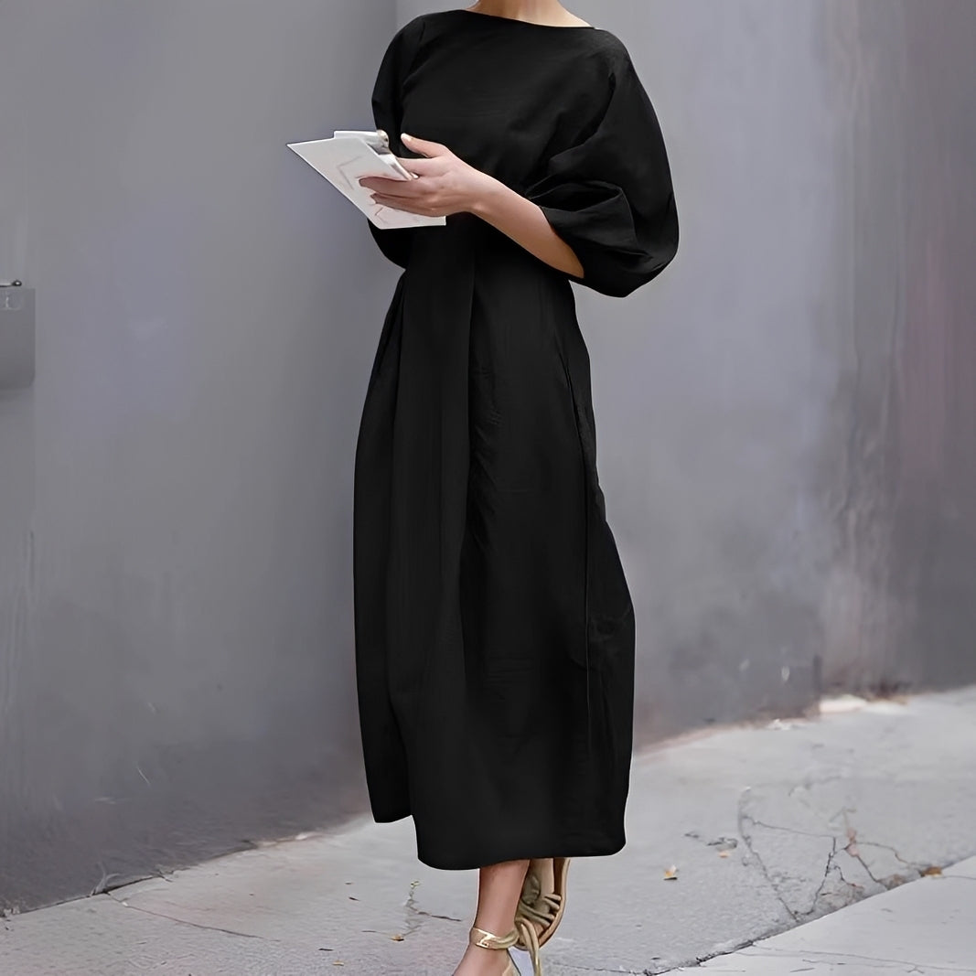 Mariam - Lässiges gerafftes Midi-Kleid