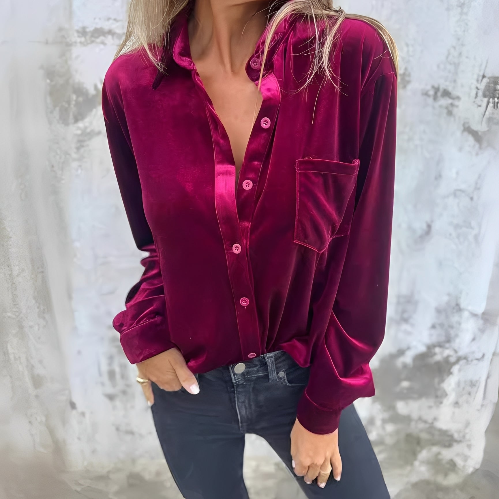 Jessie - Langärmlige Bluse mit Knopfleiste