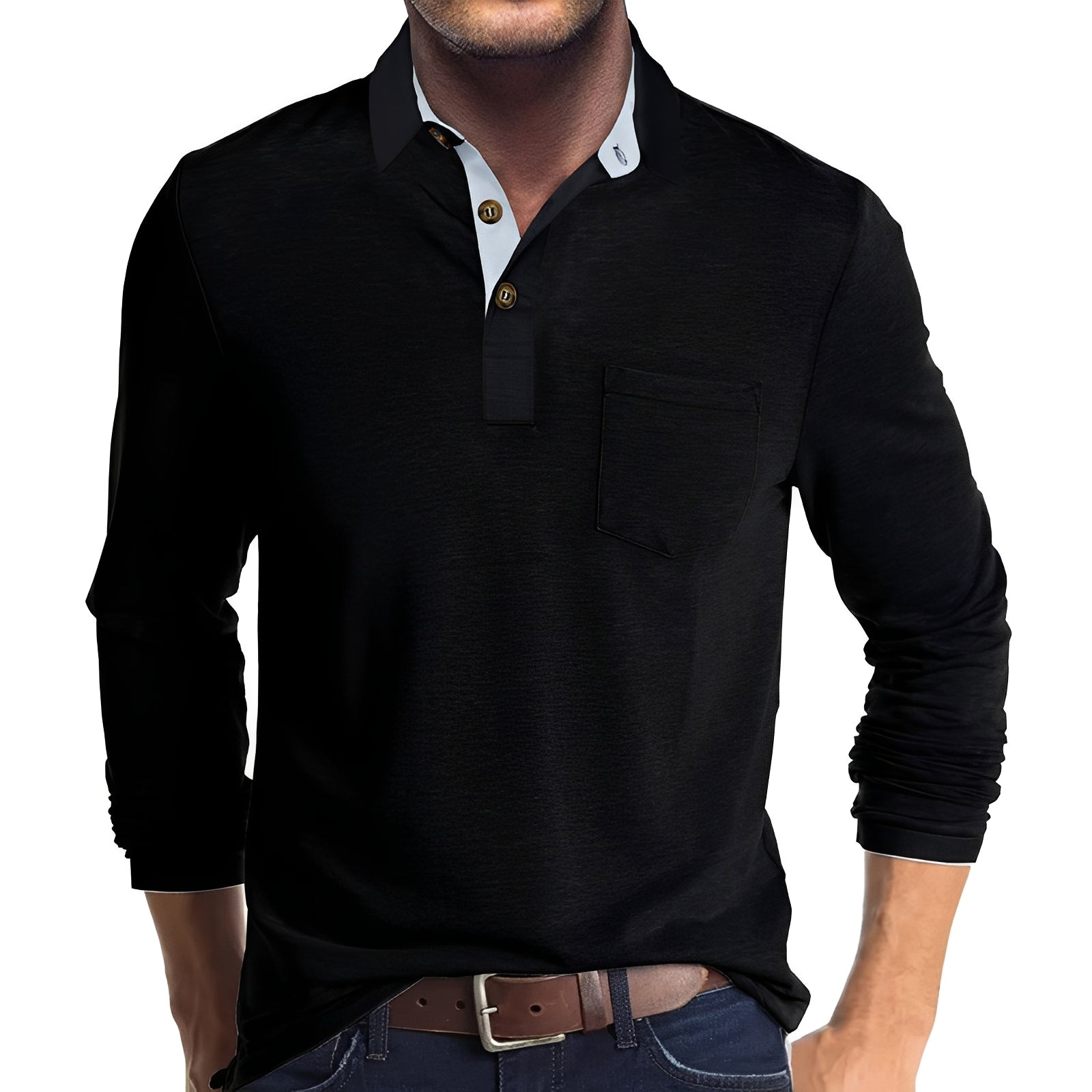 Marty - Lässiges langärmeliges Poloshirt für Herren