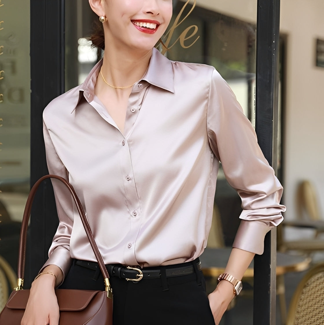 Annalise - Elegante Damenbluse mit Knopfleiste