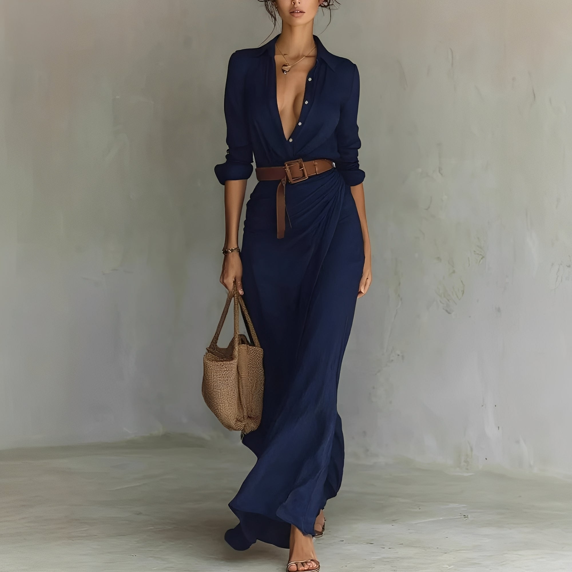 Hanny - Bequemes Maxikleid mit Taillengürtel