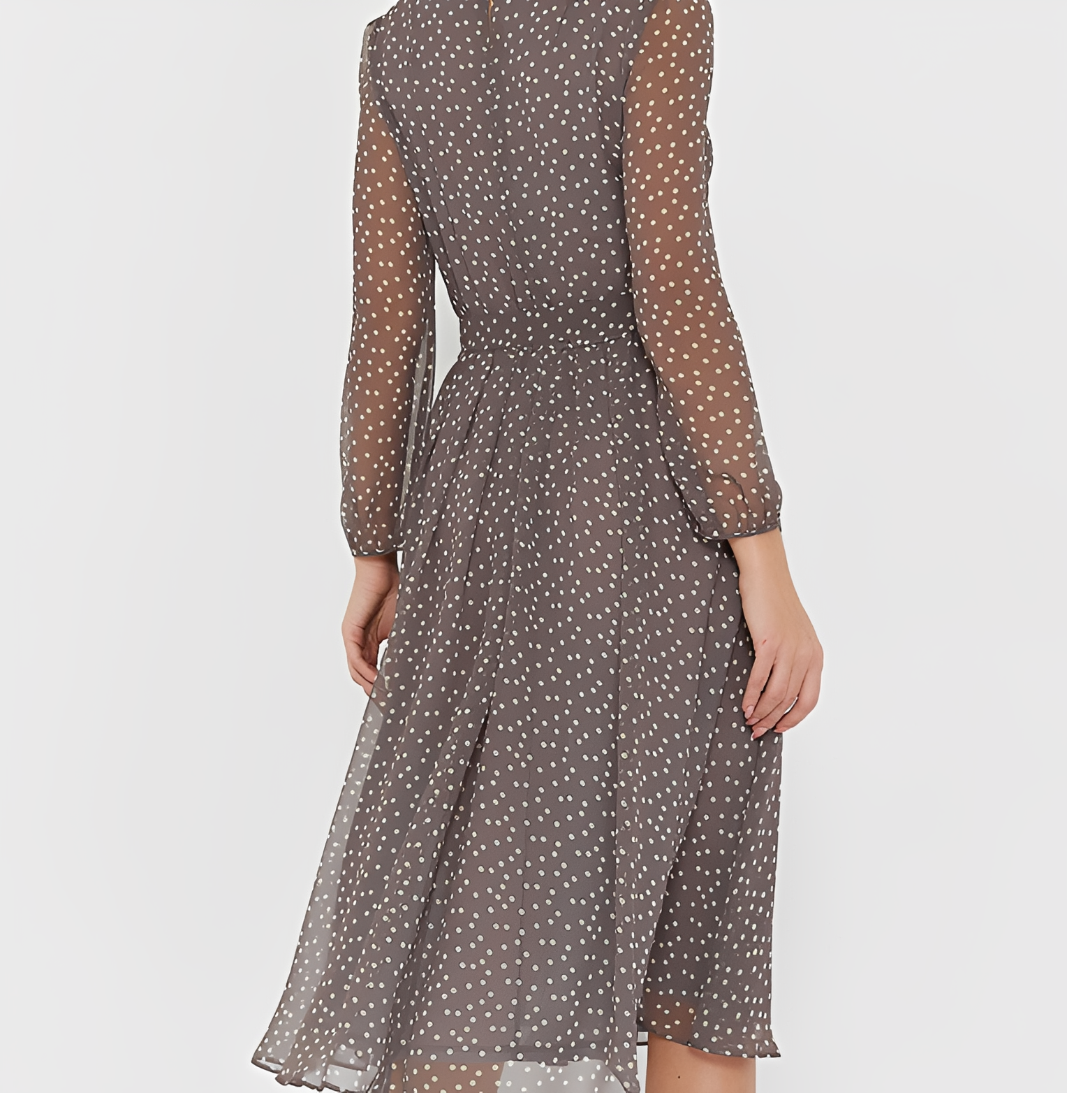 Tessa - Stilvolles langärmeliges Kleid mit Polka-Dots