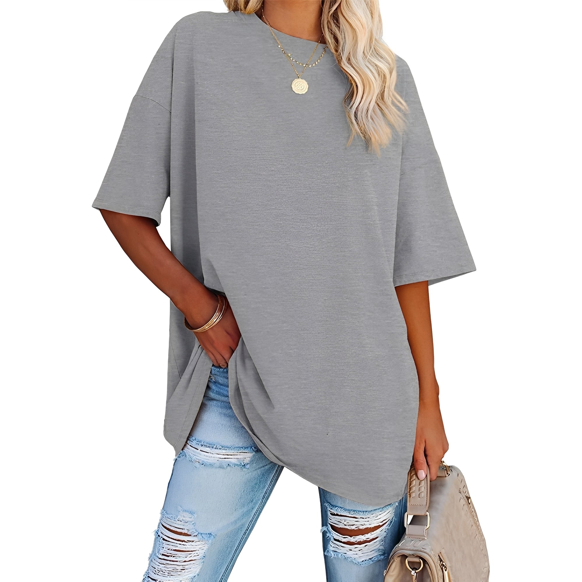 Alice - Lockeres T-Shirt mit Überschnittenen Schultern
