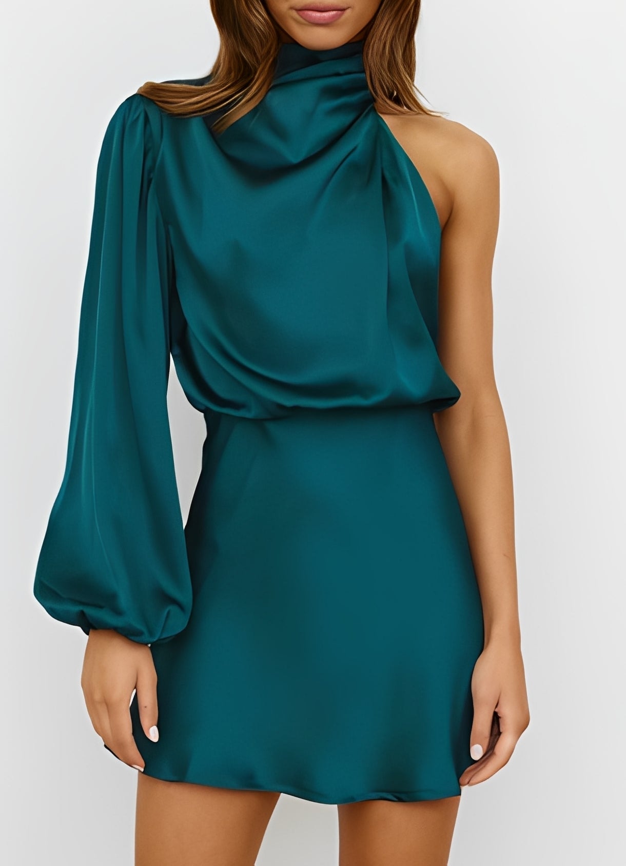 Sammy - Formelles Langärmliges One-Shoulder-Kleid