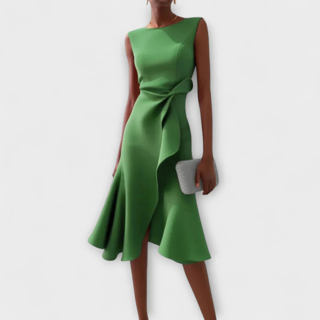 Sheila - Stilvolles Damen-Midikleid mit Rüschendetails