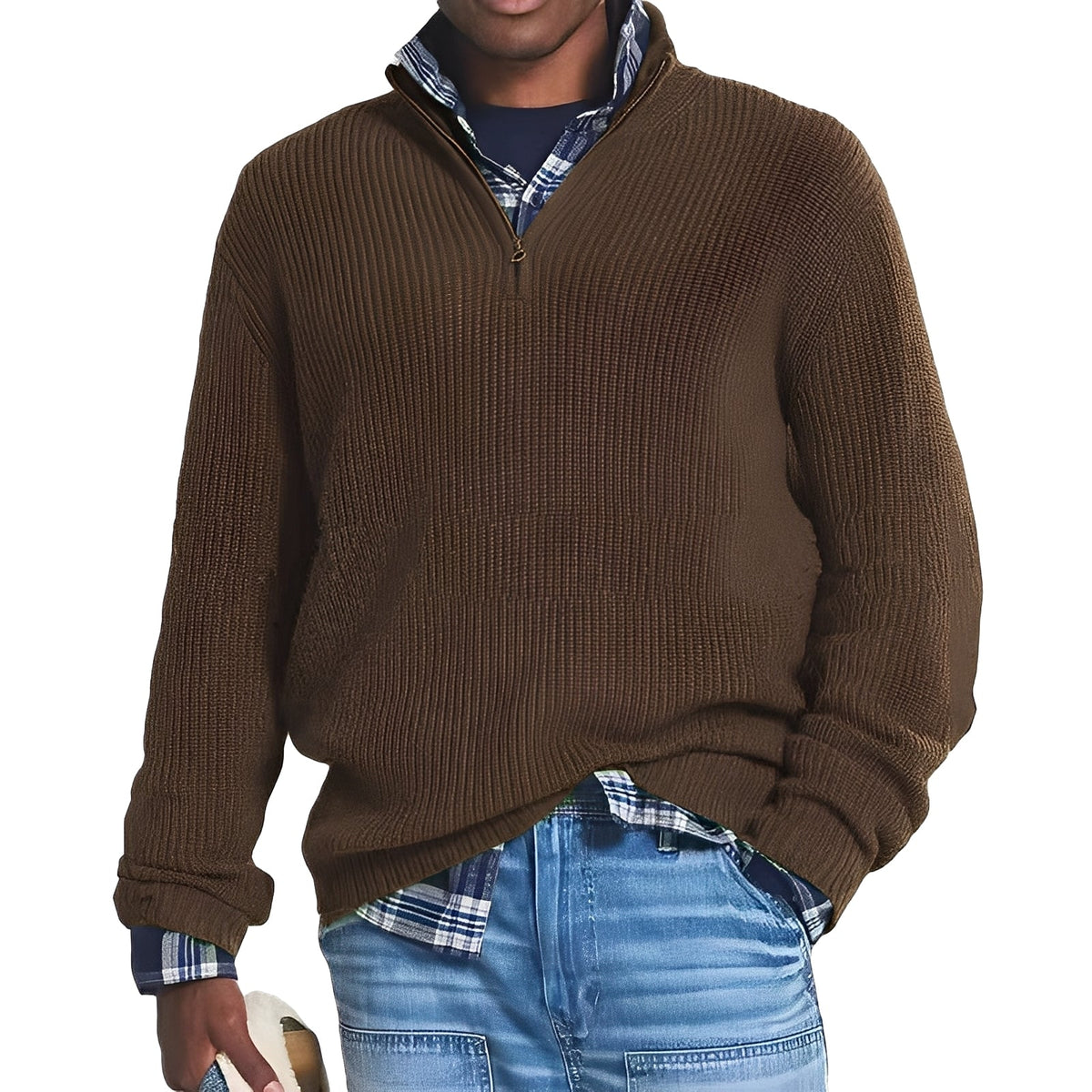 Edward - Moderner Pullover mit halbem Reißverschluss
