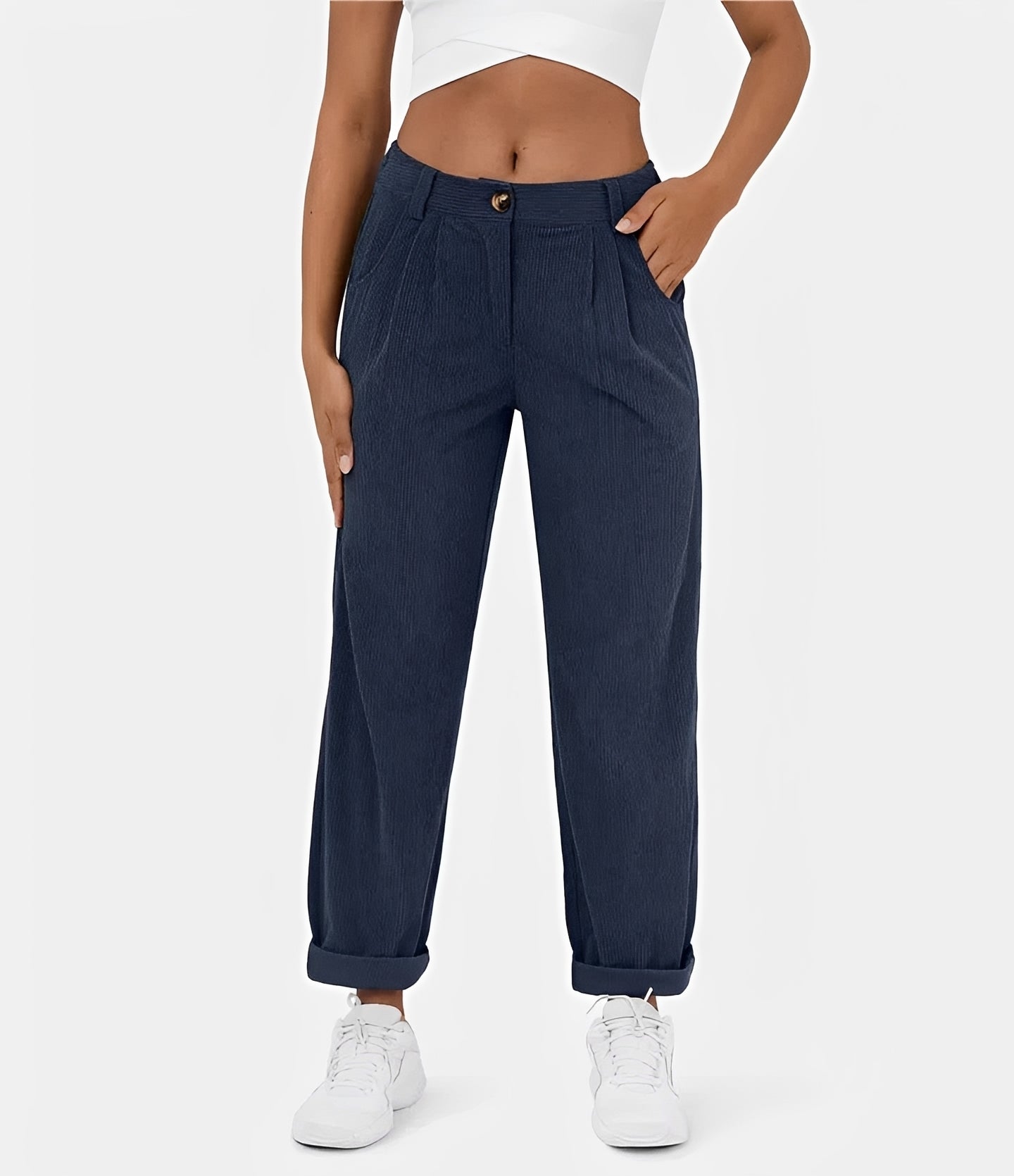 Liana - Lässige Hochtaillierte Cordhose
