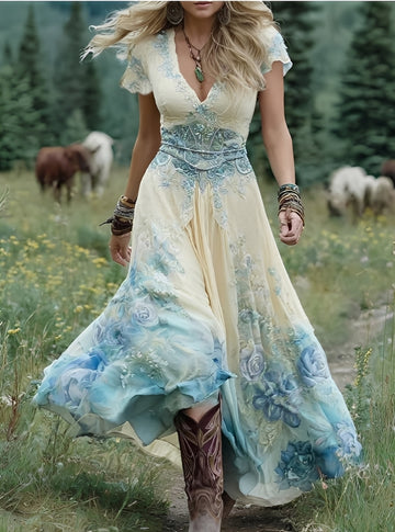 Erica - Stilvolles Maxikleid mit Blumenmuster für Damen