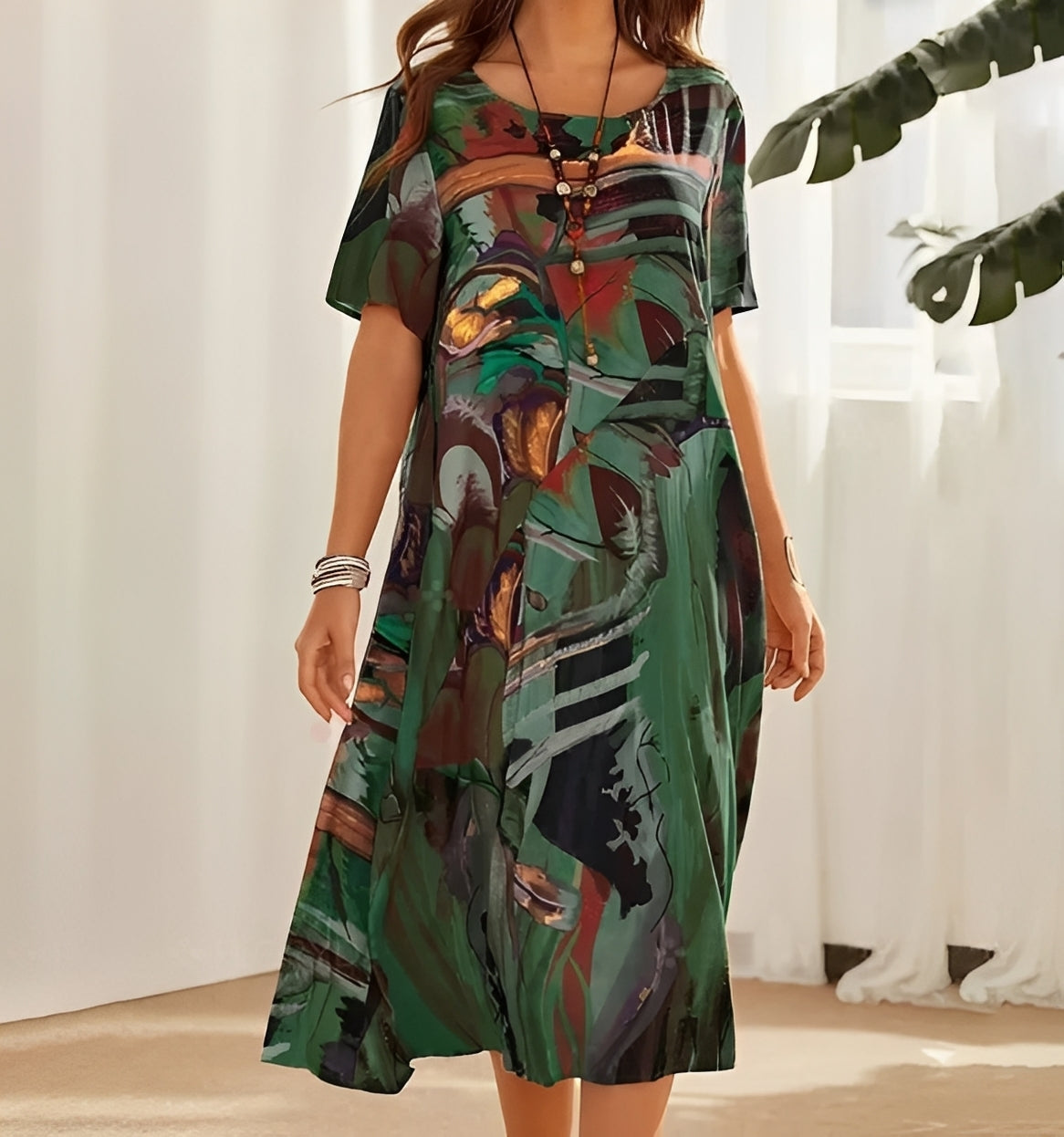 Alexa - Stilvolles, bedrucktes Kleid mit lockerer Passform für Damen