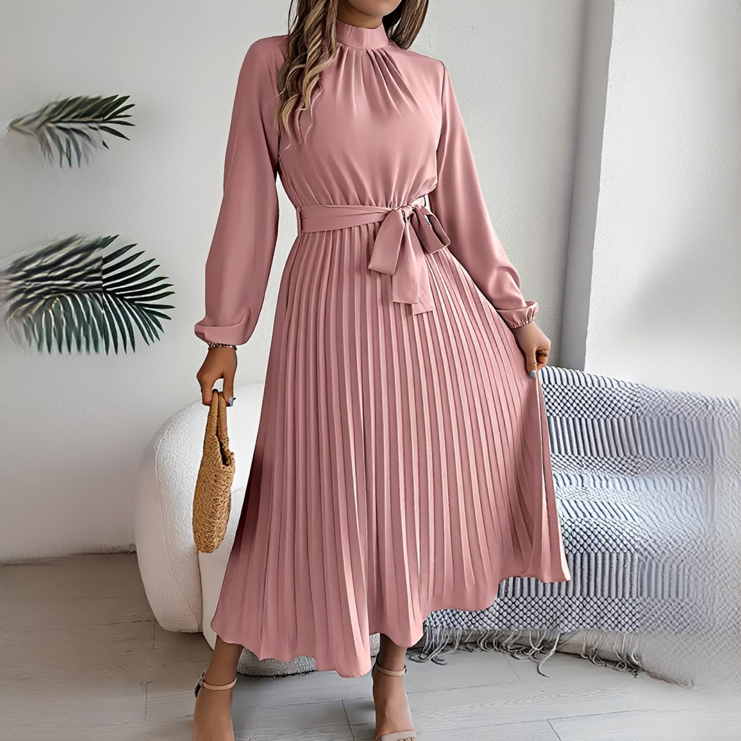 Jessy - Damenkleid mit langen, gefalteten Ärmeln