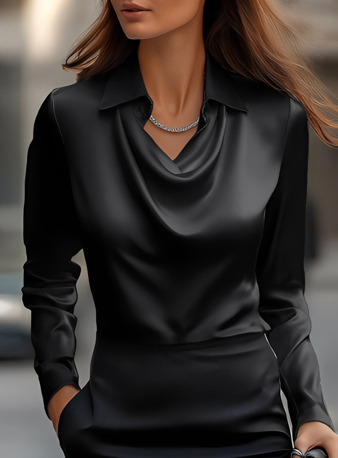 Terry - Formelle Langärmelige Plissee-Bluse