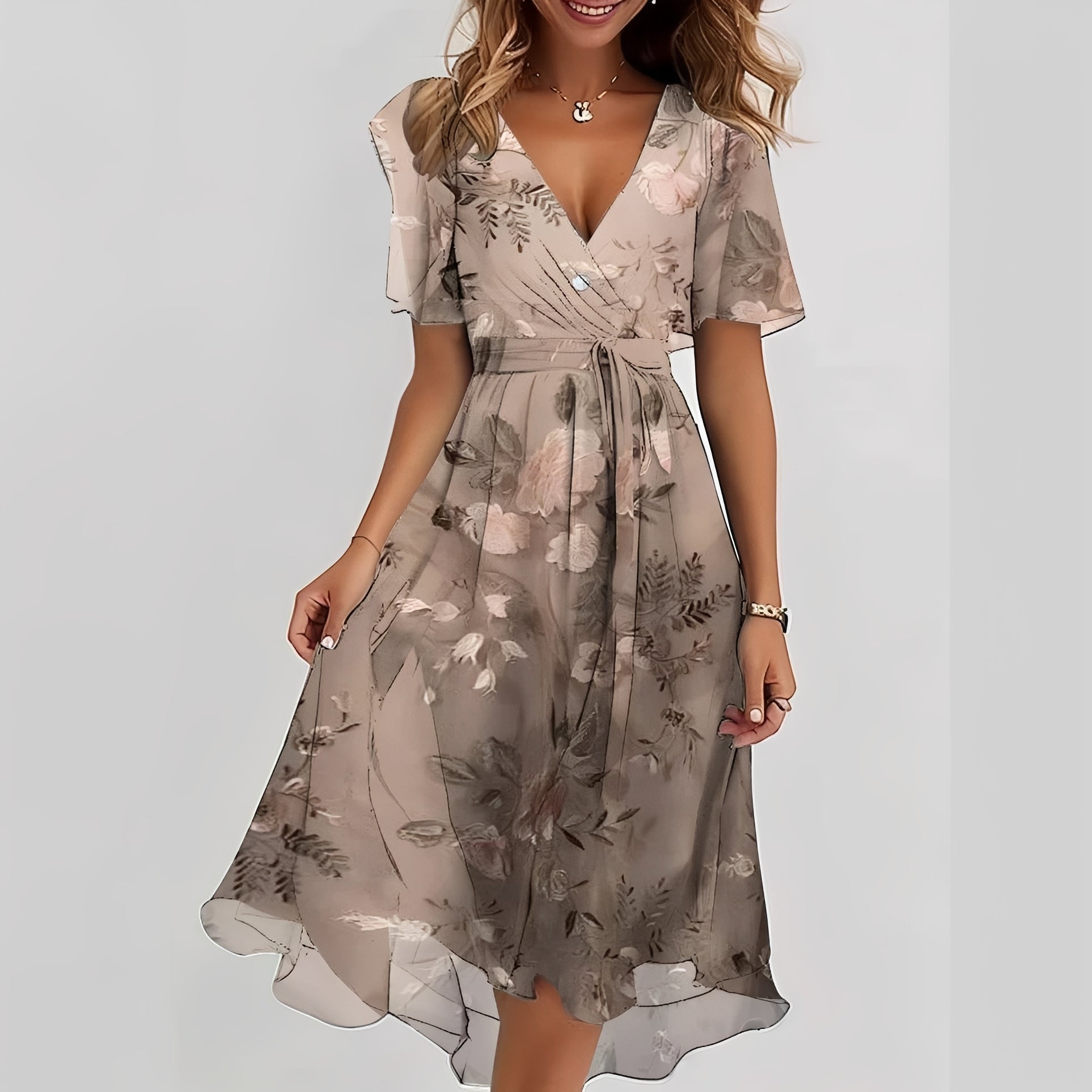 Emelia - Blumiges Chiffonkleid