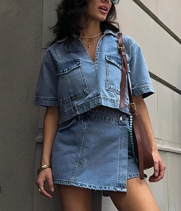 Tilly - Top und Rock Denim-Set