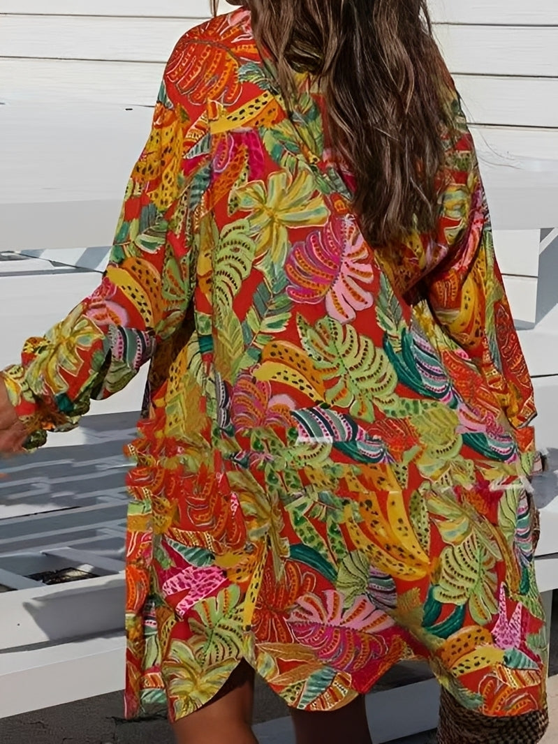 Montes - Florales Hemdkleid mit Knöpfen
