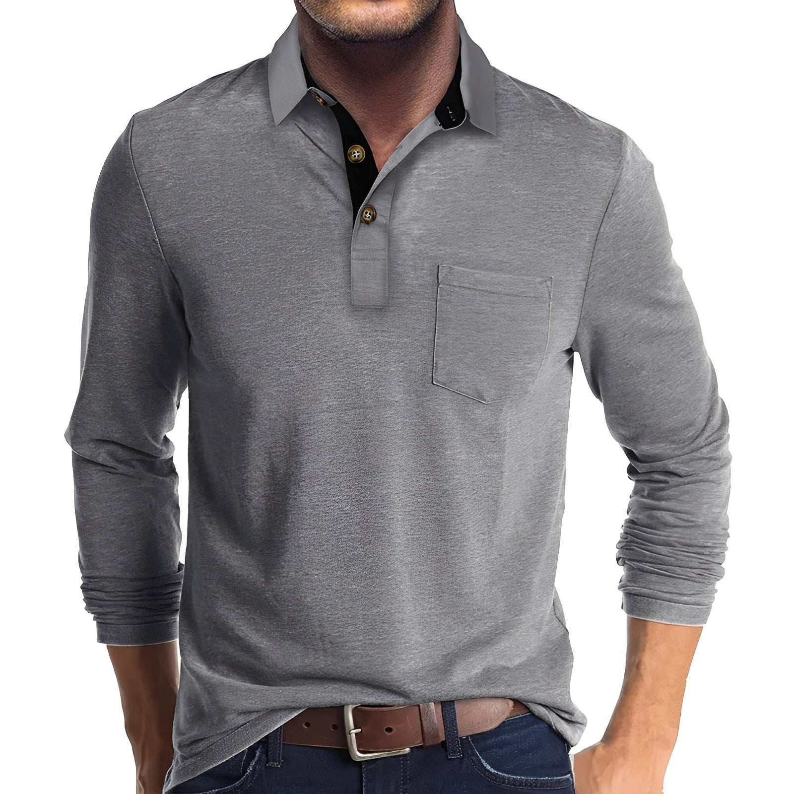 Marty - Lässiges langärmeliges Poloshirt für Herren