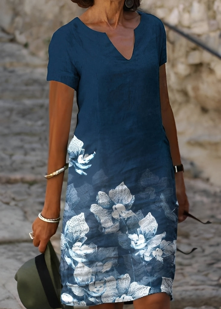 Kristina - Stilvolles, kurzärmeliges Blumenkleid für Damen