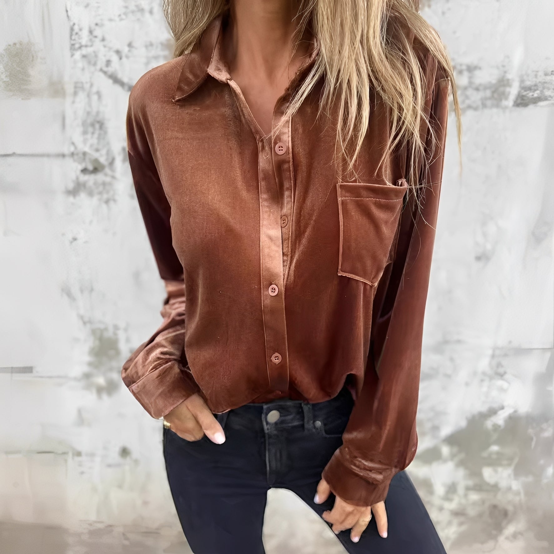 Jessie - Langärmlige Bluse mit Knopfleiste