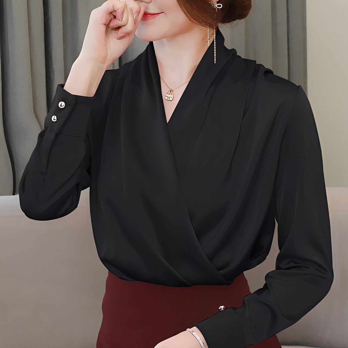 Isabel - Elegantes V-Ausschnitt Top