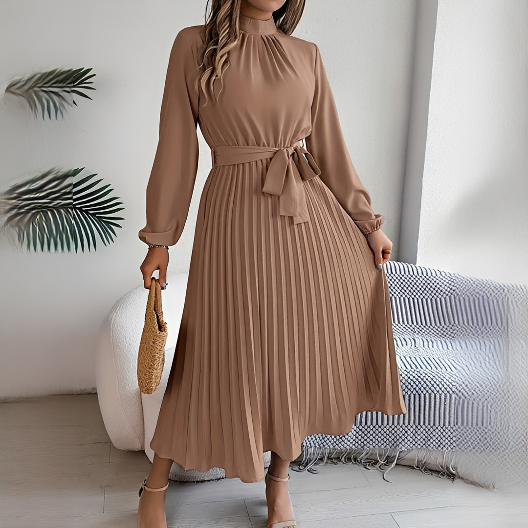Jessy - Damenkleid mit langen, gefalteten Ärmeln