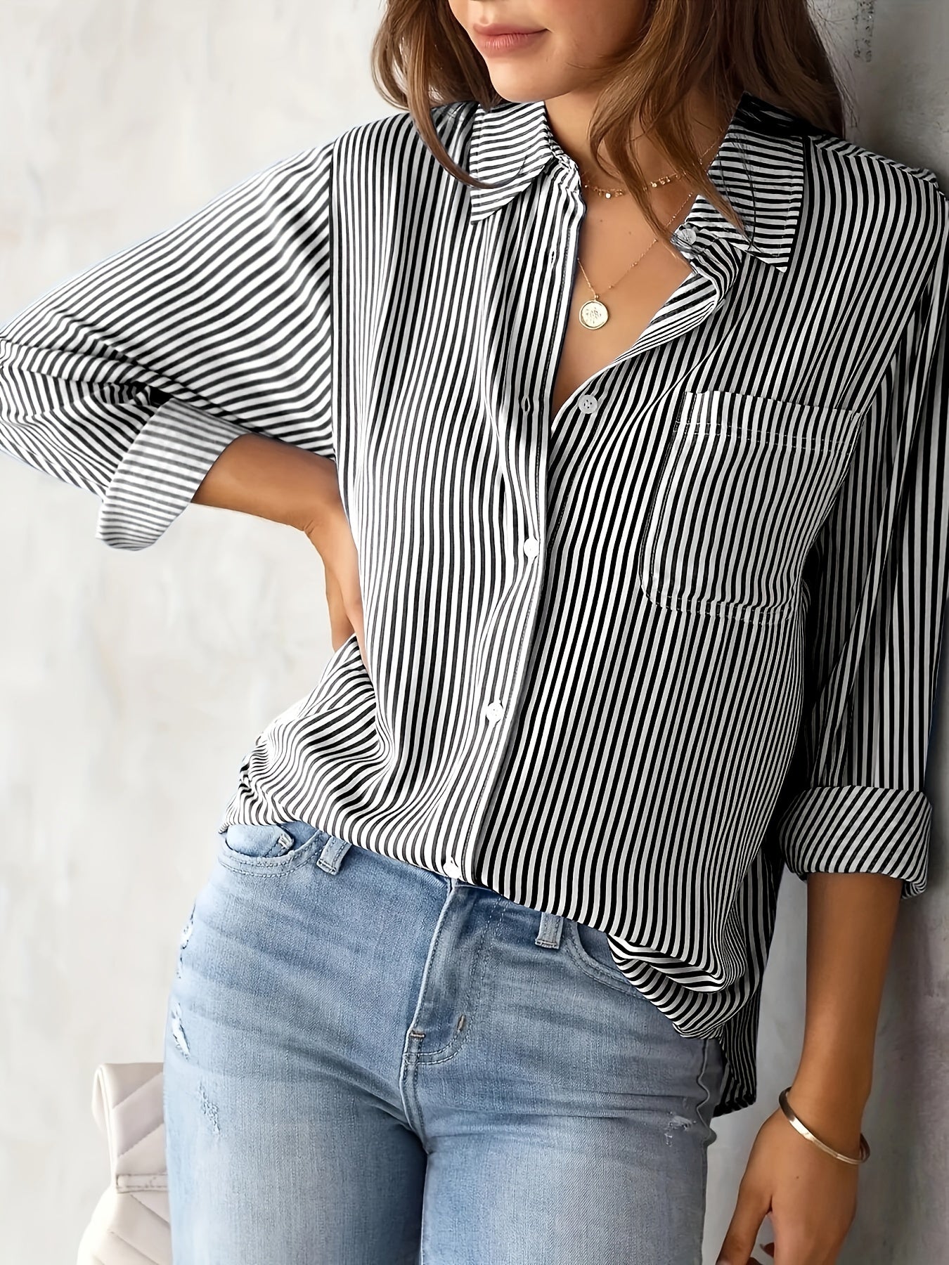 Nancy - Lässiges, langärmeliges, gestreiftes Shirt für Damen