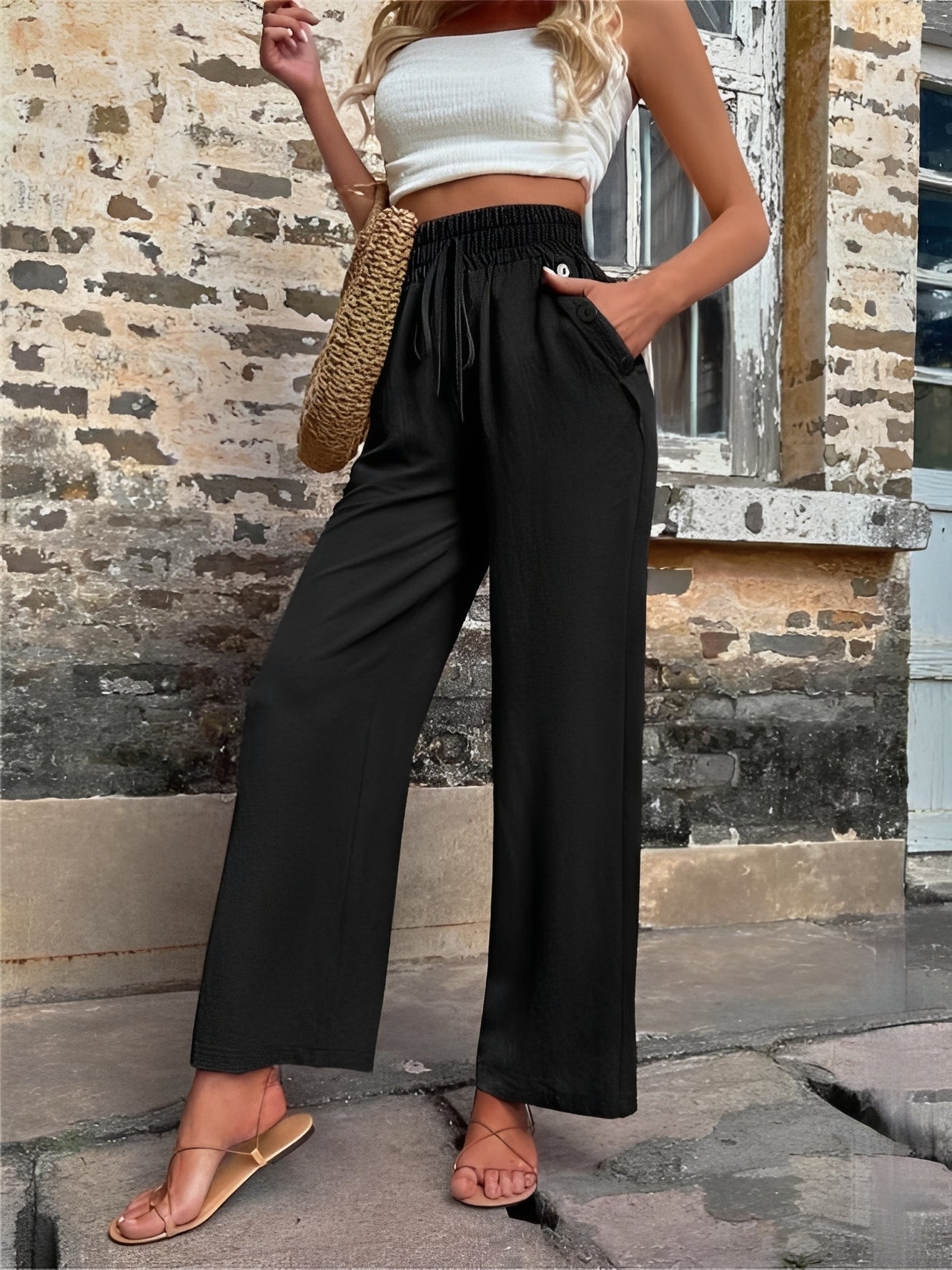 Allie - Stilvolle, locker sitzende Hose mit hoher Taille für Damen