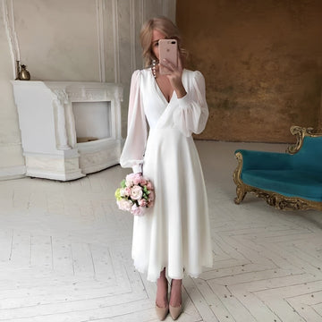 Carla - Stilvolles, fließendes Langarmkleid für Damen