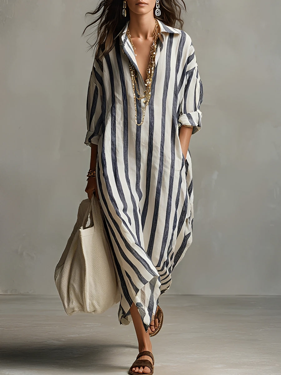 Charlotte - Gestreiftes A-Linien Kleid