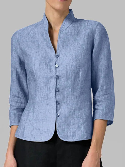Brynna - Hochwertige Damen Bluse mit Stehkragen
