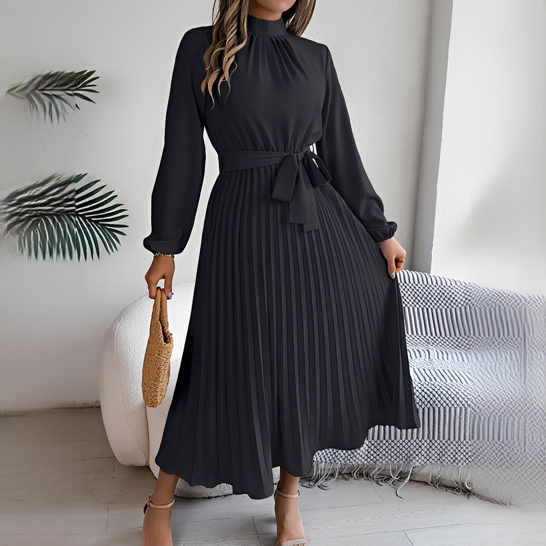 Jessy - Damenkleid mit langen, gefalteten Ärmeln