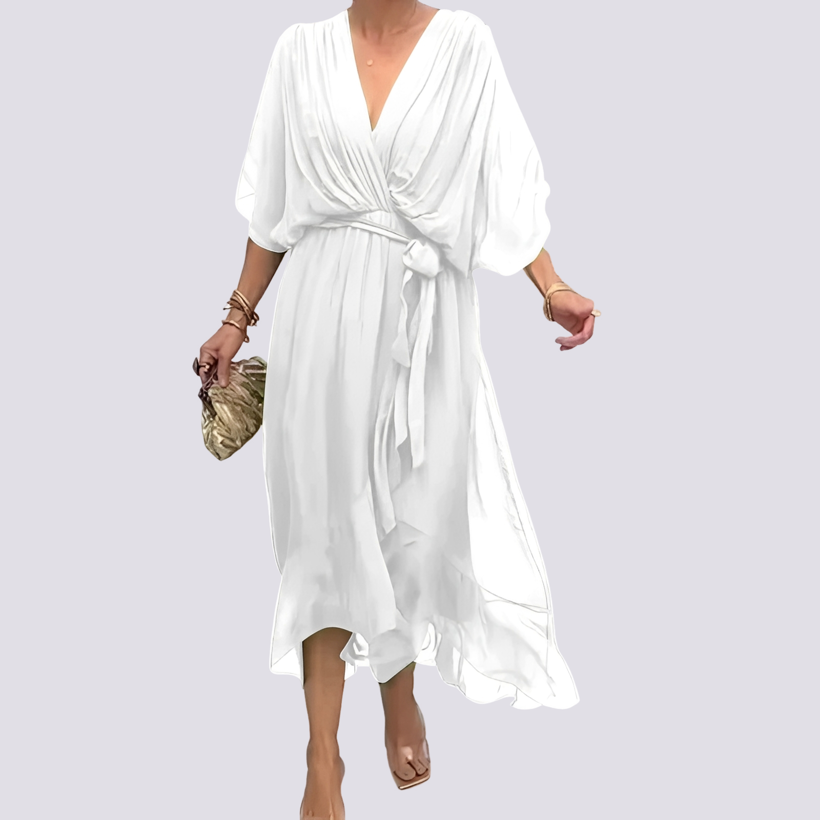 Jane - Unregelmäßiges Kleid mit V-Ausschnitt