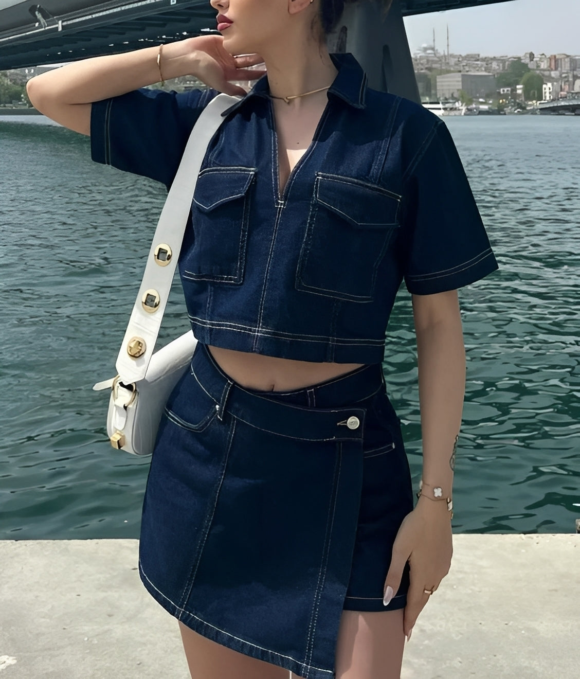 Tilly - Top und Rock Denim-Set