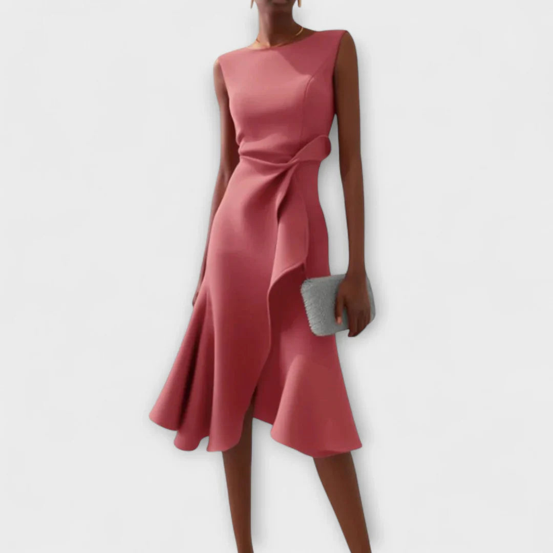 Sheila - Stilvolles Damen-Midikleid mit Rüschendetails