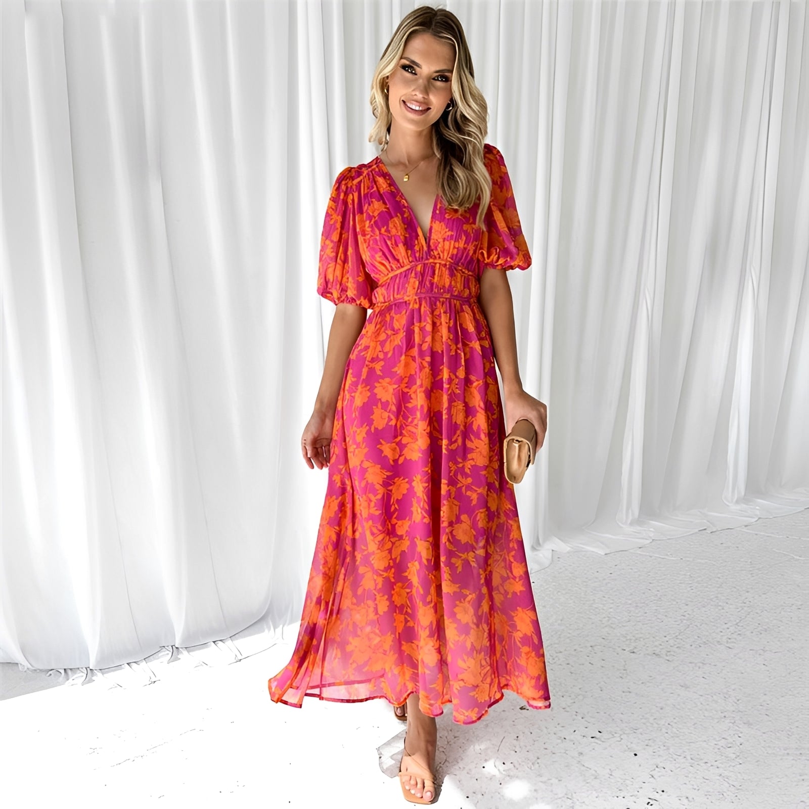 Louisa - Florales Lockeres Midikleid