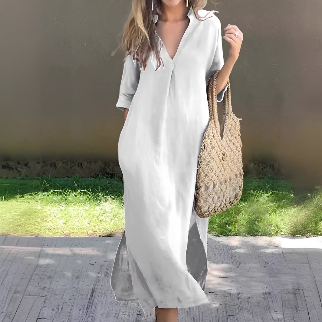 Lucie - Lässiges, locker sitzendes Kleid mit V-Ausschnitt für Damen