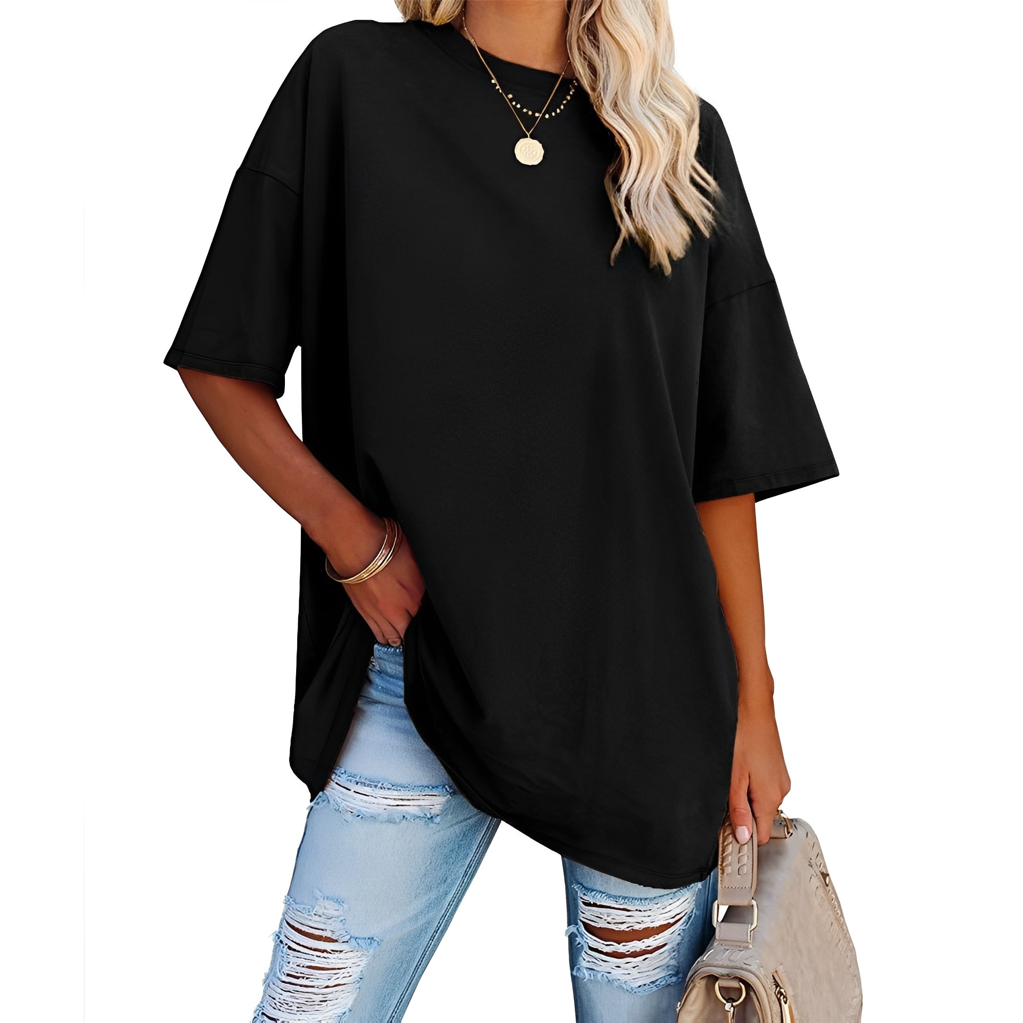Alice - Lockeres T-Shirt mit Überschnittenen Schultern