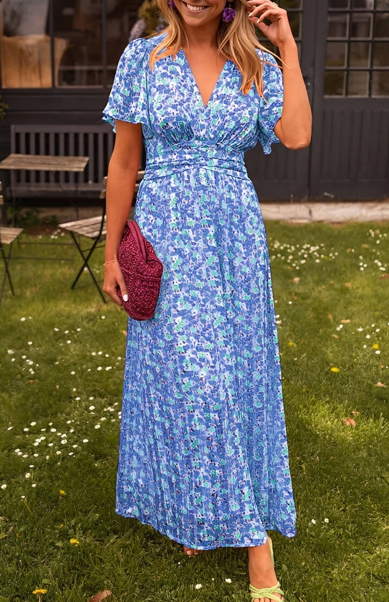 Rachel - Stilvolles langes Kleid mit V-Ausschnitt für Damen