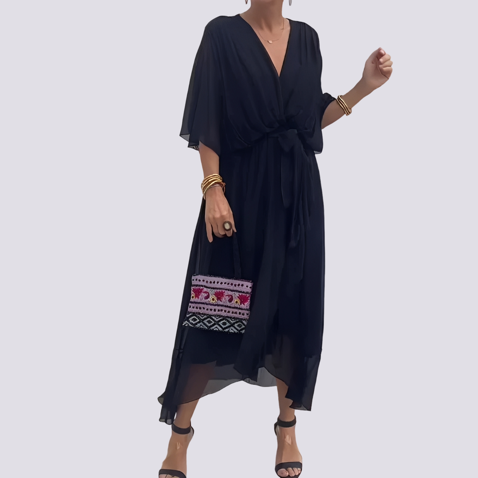 Jane - Unregelmäßiges Kleid mit V-Ausschnitt