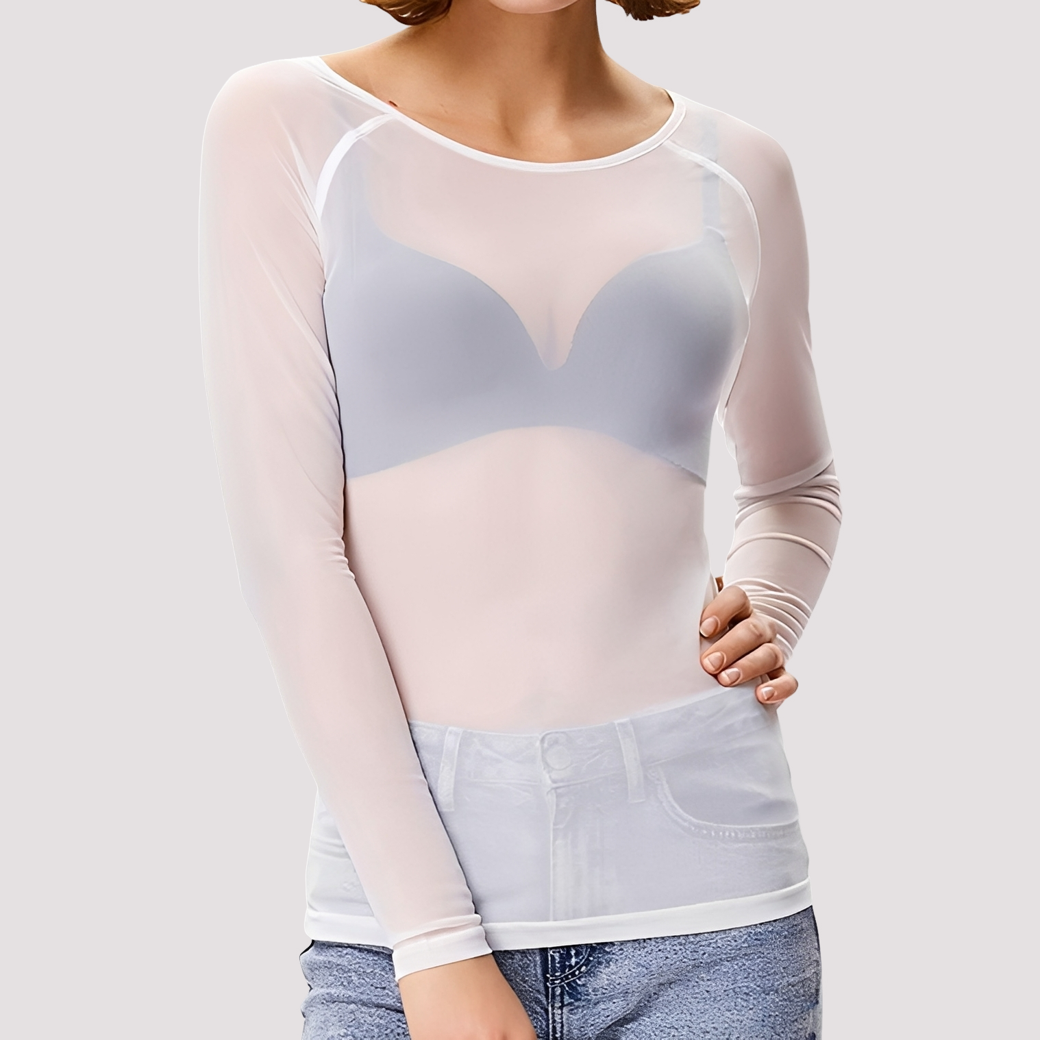 Sophia - Lässiges, durchsichtiges Langarm-Oberteil für Damen