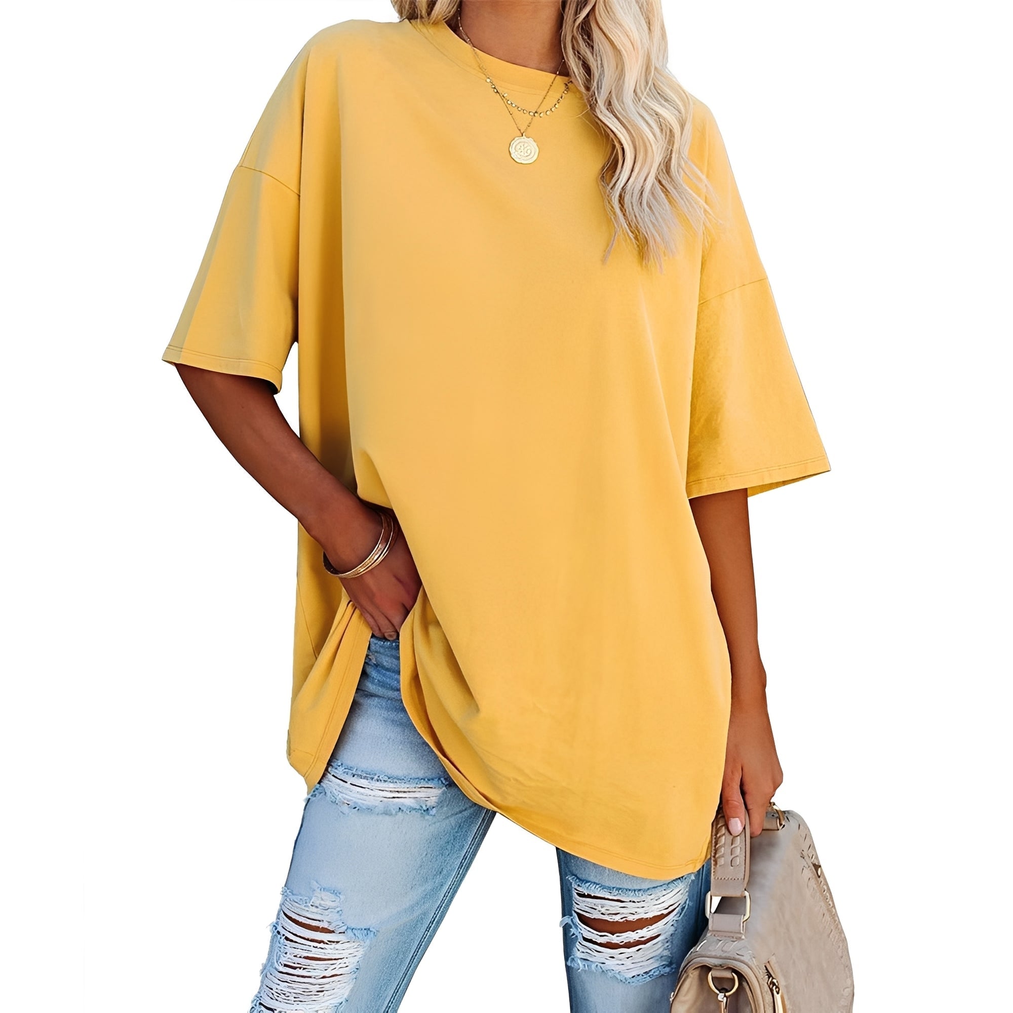 Alice - Lockeres T-Shirt mit Überschnittenen Schultern