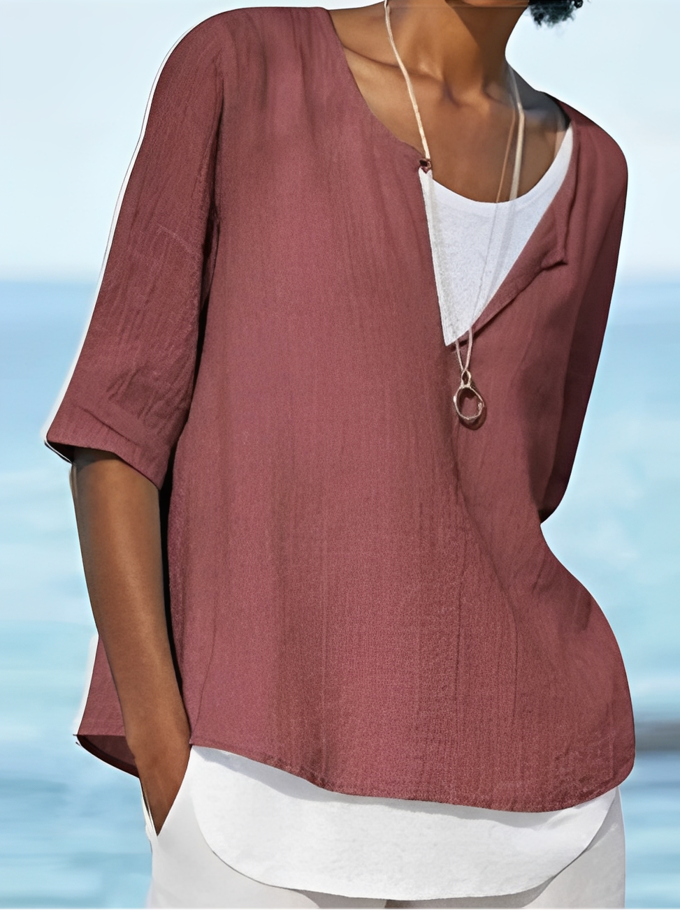 Shania - Stilvolle Bluse mit Lagenlook für Damen