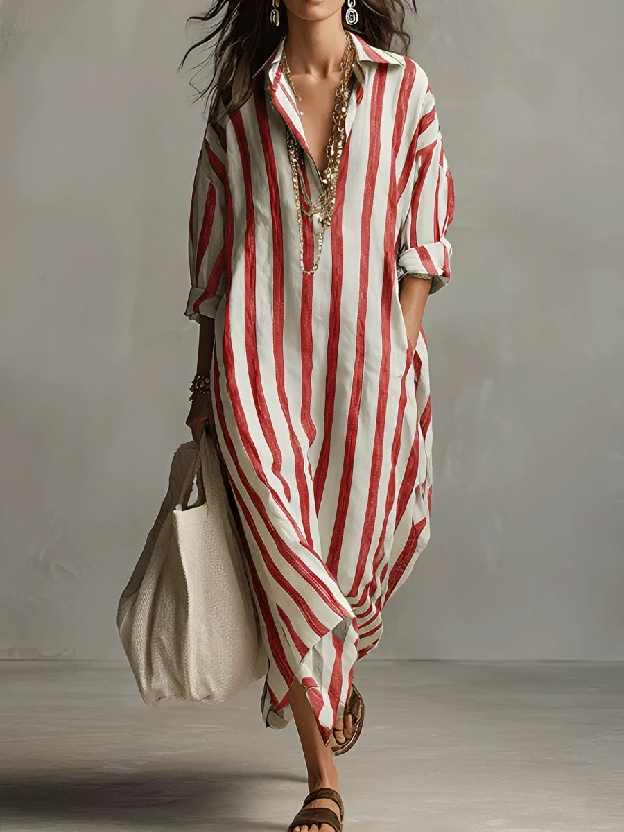 Charlotte - Gestreiftes A-Linien Kleid