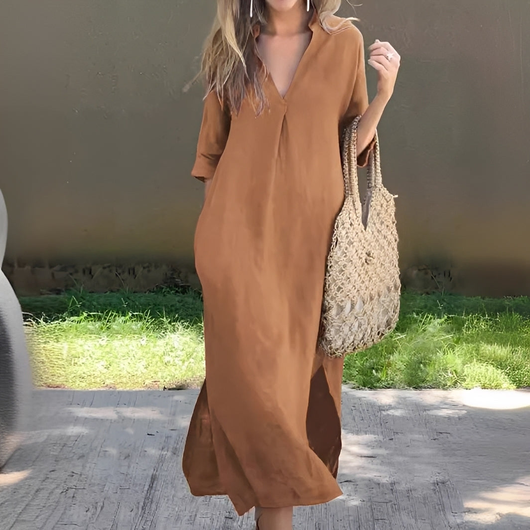Lucie - Lässiges, locker sitzendes Kleid mit V-Ausschnitt für Damen
