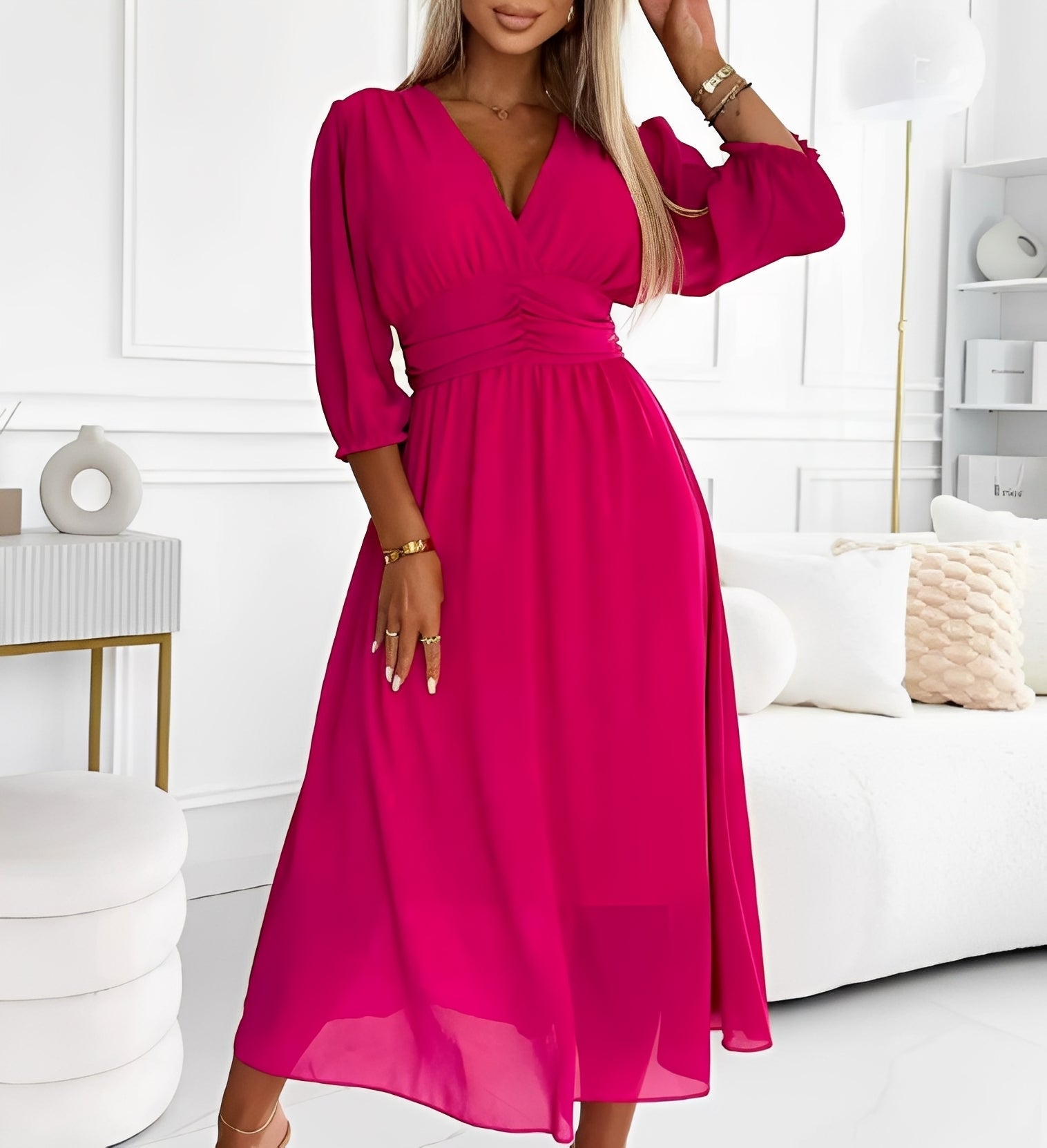 Aysha - Langärmliges Midikleid