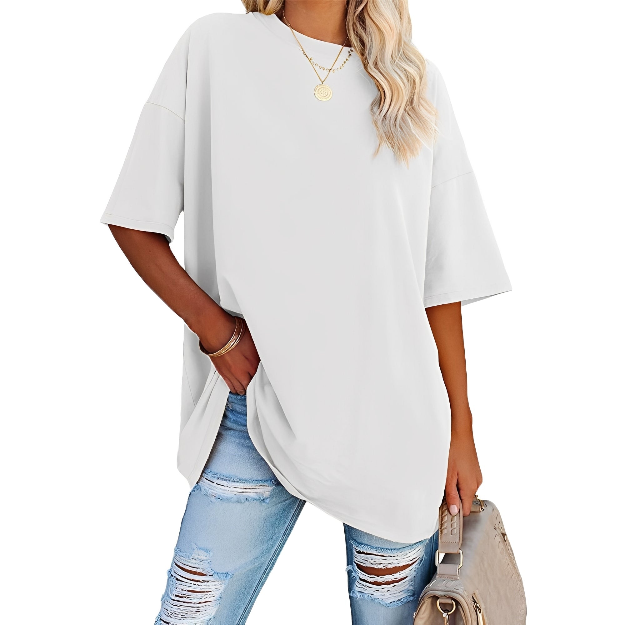 Alice - Lockeres T-Shirt mit Überschnittenen Schultern
