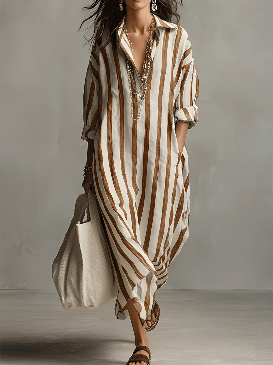 Charlotte - Gestreiftes A-Linien Kleid