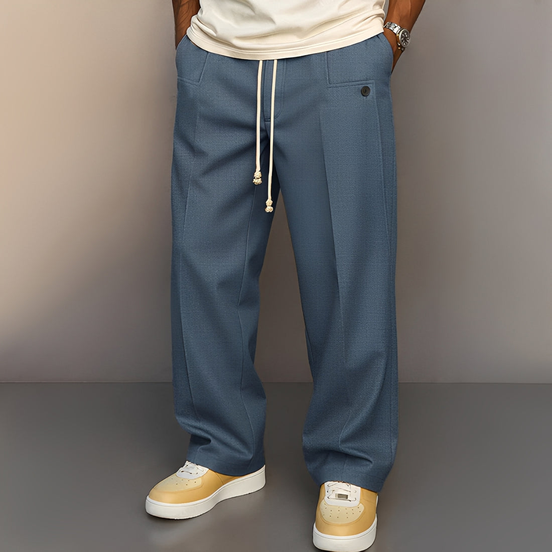 Conor - Lässige, gerade geschnittene Hose mit Kordelzug für Herren