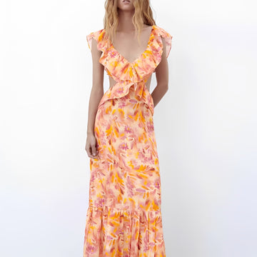 Hazel - Stilvolles Kleid mit Muster und Rüschen für Damen