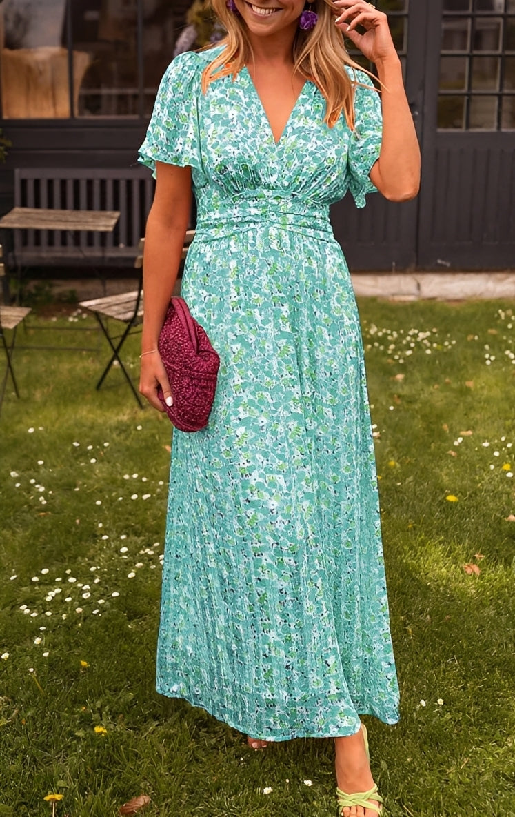 Rachel - Stilvolles langes Kleid mit V-Ausschnitt für Damen