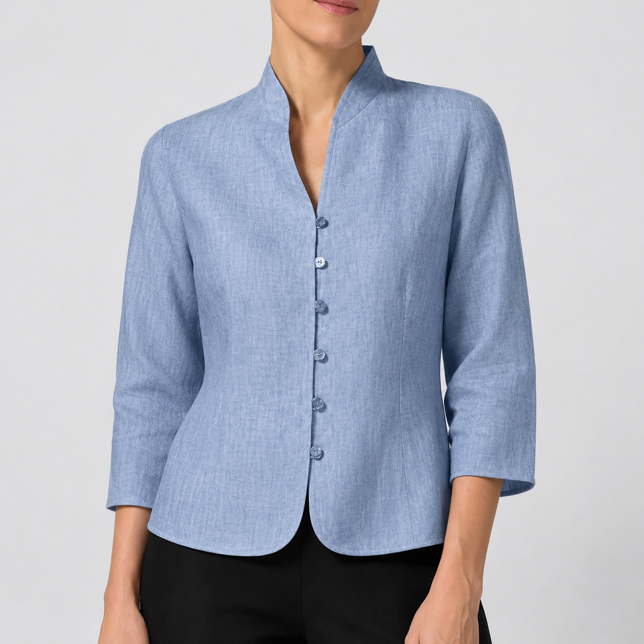 Brynna - Hochwertige Damen Bluse mit Stehkragen