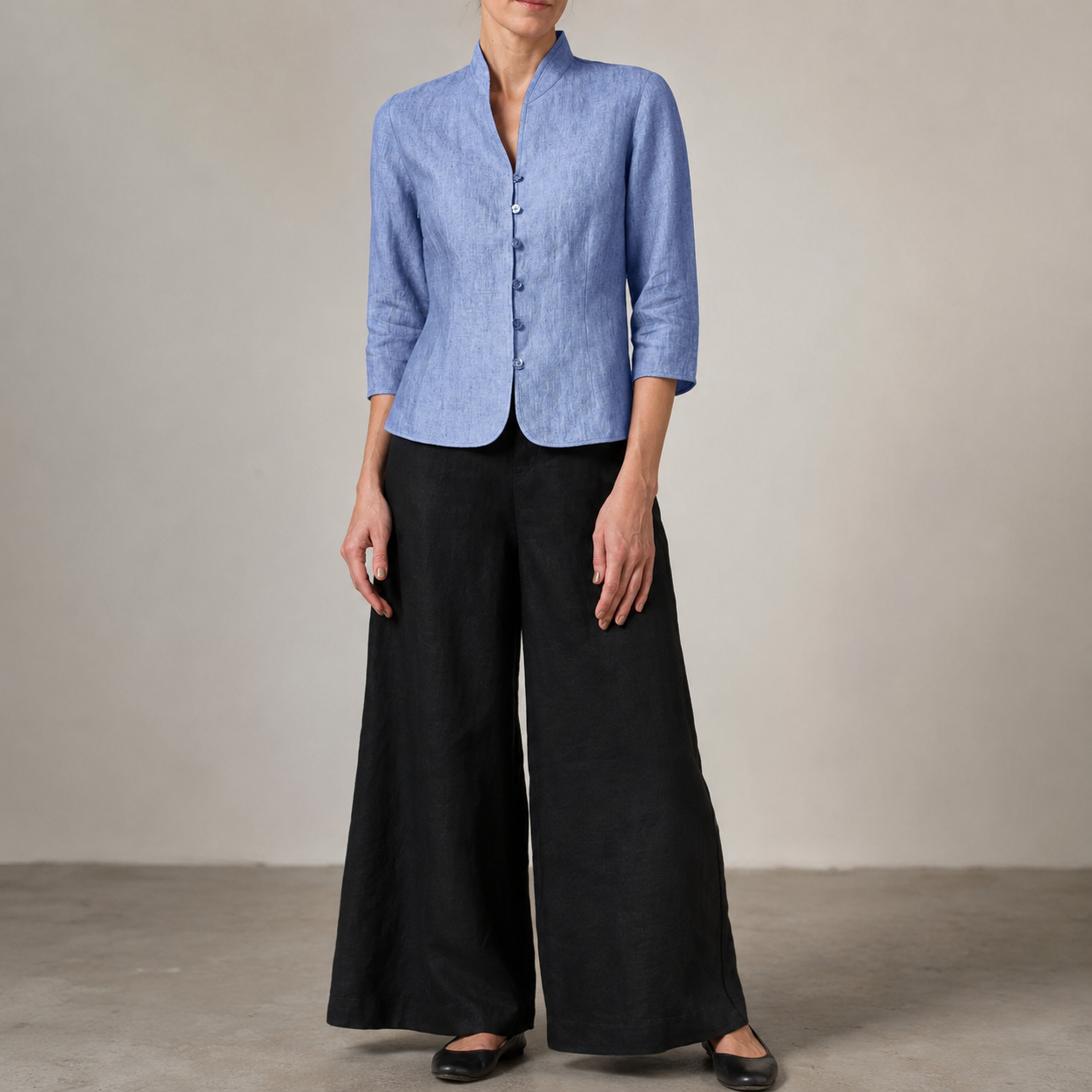 Brynna - Hochwertige Damen Bluse mit Stehkragen